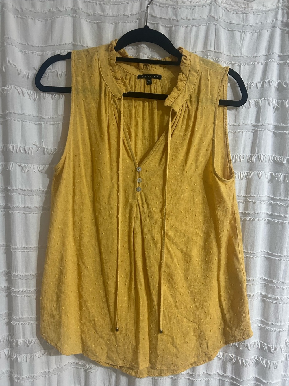 Staccato Yellow Sleeveless Ruffled Tie-Neck Camisole